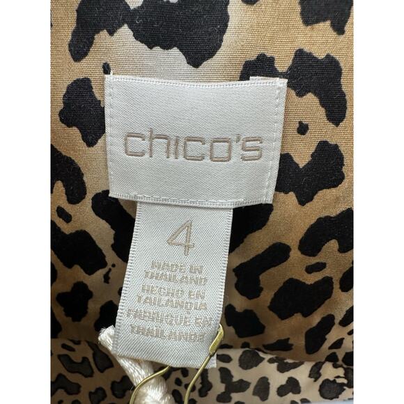 Chicos Womens Shirt Size 4 Brown Effortless Leopard Luxe ButtonUp 3/4 Sleeve NWT - Picture 5 of 13